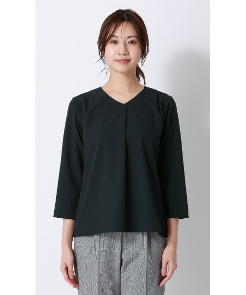 AOYAMA(アオヤマ)の「【みんなのブラウス】ゼロプレッシャーブラウス【Vネック】【7分袖】(シャツ/ブラウス・レディース・ネイビー/ホワイト・L/LL/S/M)」の16枚目の写真