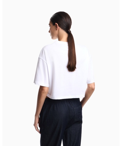 EMPORIO ARMANI(エンポリオアルマーニ)の「【エンポリオ アルマーニ】ASV クロップドTシャツ ジャージー イーグルプリント(Tシャツ/カットソー・レディース・ホワイト・SMALL/MEDIUM/LARGE)」の2枚目の写真