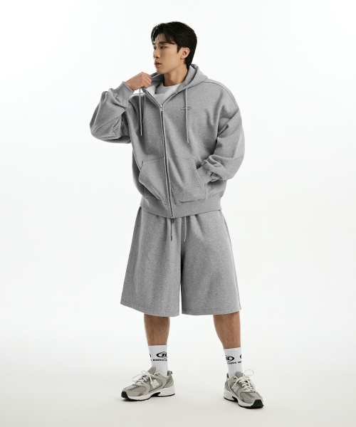 BORN TO WIN（ボーントゥウィン）の「CHROME B HOODIE ZIP-UP [MELANGE GREY]（ジャージ・メンズ・その他・1/2/3）」の6枚目の写真