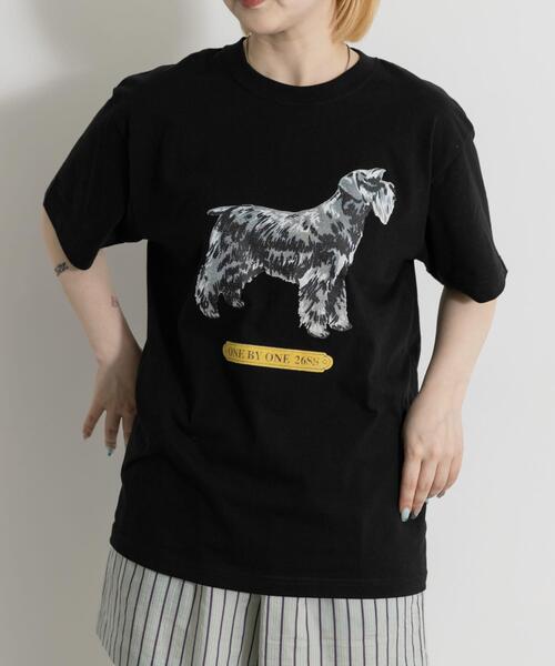 THE GOODLAND MARKET(ザグッドランドマーケット)の「77circa print tee schnauzer(Tシャツ/カットソー・レディース・ホワイト/ブラック・MEDIUM)」の4枚目の写真