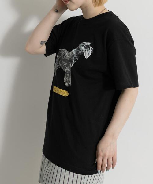 THE GOODLAND MARKET(ザグッドランドマーケット)の「77circa print tee schnauzer(Tシャツ/カットソー・レディース・ホワイト/ブラック・MEDIUM)」の5枚目の写真
