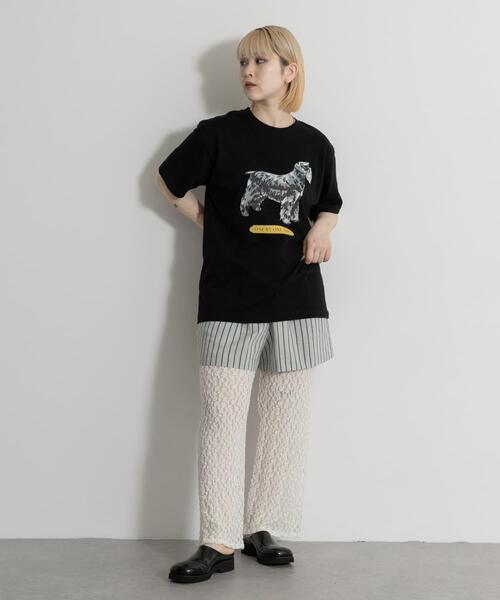 THE GOODLAND MARKET(ザグッドランドマーケット)の「77circa print tee schnauzer(Tシャツ/カットソー・レディース・ホワイト/ブラック・MEDIUM)」の7枚目の写真