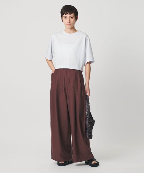 BEAUTY&YOUTH UNITED ARROWS(ビューティーアンドユースユナイテッドアローズ)の「セルロースナイロン ツイル タック ワイドパンツ ウォッシャブル(その他パンツ・レディース・ダークブラウン/ブラック/ベージュ・XS/M/S)」の6枚目の写真