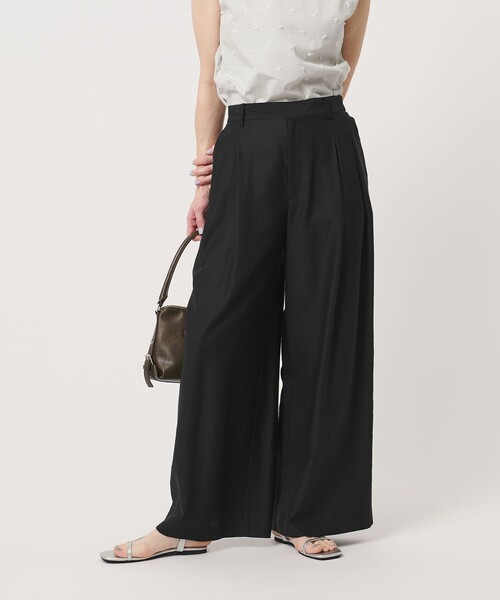 BEAUTY&YOUTH UNITED ARROWS(ビューティーアンドユースユナイテッドアローズ)の「セルロースナイロン ツイル タック ワイドパンツ ウォッシャブル(その他パンツ・レディース・ダークブラウン/ブラック/ベージュ・XS/M/S)」の7枚目の写真