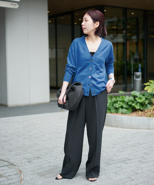 Spick & Span（スピックアンドスパン）の「《手洗い可》リネン天竺カーディガン（カーディガン/ボレロ・レディース・ベージュ/ブラウン/ブルー・FREE）」の6枚目の写真