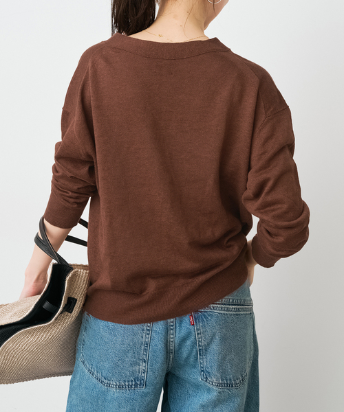 Spick & Span（スピックアンドスパン）の「《手洗い可》リネン天竺カーディガン（カーディガン/ボレロ・レディース・ベージュ/ブラウン/ブルー・FREE）」の10枚目の写真