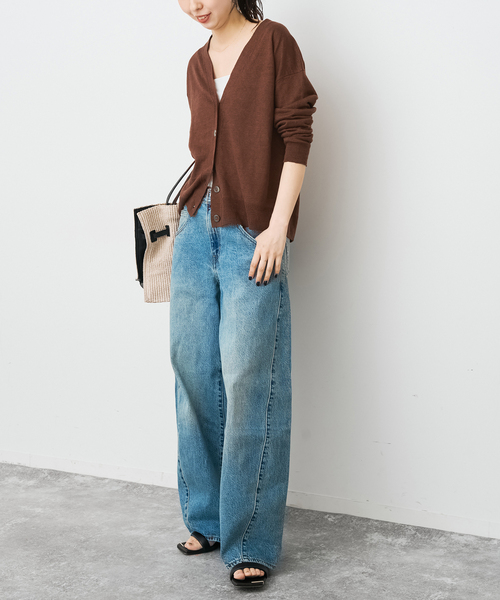 Spick & Span（スピックアンドスパン）の「《手洗い可》リネン天竺カーディガン（カーディガン/ボレロ・レディース・ベージュ/ブラウン/ブルー・FREE）」の12枚目の写真