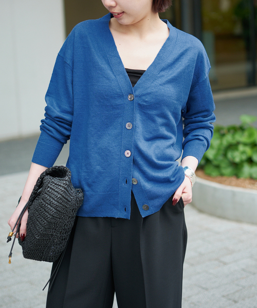 Spick & Span（スピックアンドスパン）の「《手洗い可》リネン天竺カーディガン（カーディガン/ボレロ・レディース・ベージュ/ブラウン/ブルー・FREE）」の20枚目の写真