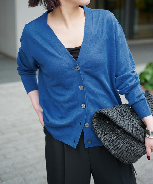 Spick & Span（スピックアンドスパン）の「《手洗い可》リネン天竺カーディガン（カーディガン/ボレロ・レディース・ベージュ/ブラウン/ブルー・FREE）」の21枚目の写真