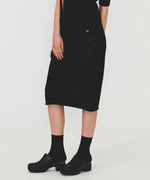 DIAGONAL（ダイアゴナル）の「ARGYLE PATTERN KNIT SKIRT (black)（スカート・レディース・その他・FREE）」の2枚目の写真