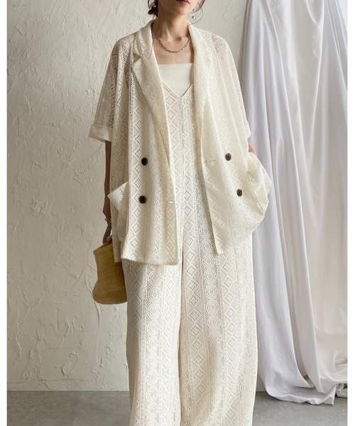 She's Closet(シーズクローゼット)の「半袖 オーバーサイズ ダブル レーステーラードジャケット(テーラードジャケット・レディース・ブラック/ブラウン/アイボリー・FREE)」の4枚目の写真