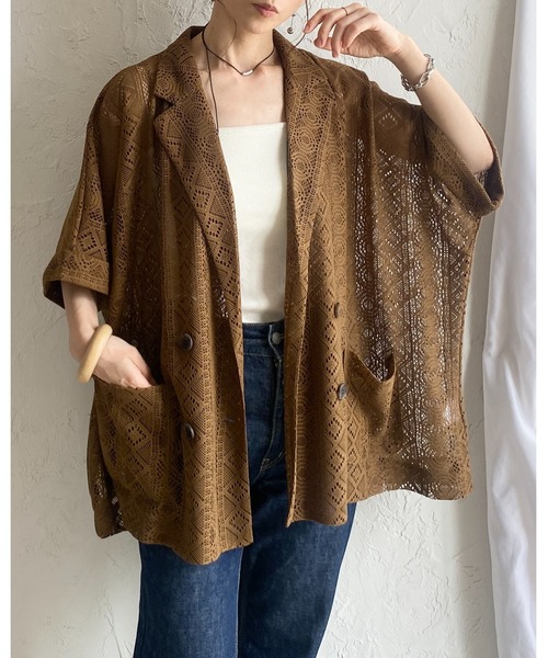 She's Closet(シーズクローゼット)の「半袖 オーバーサイズ ダブル レーステーラードジャケット(テーラードジャケット・レディース・ブラック/ブラウン/アイボリー・FREE)」の5枚目の写真