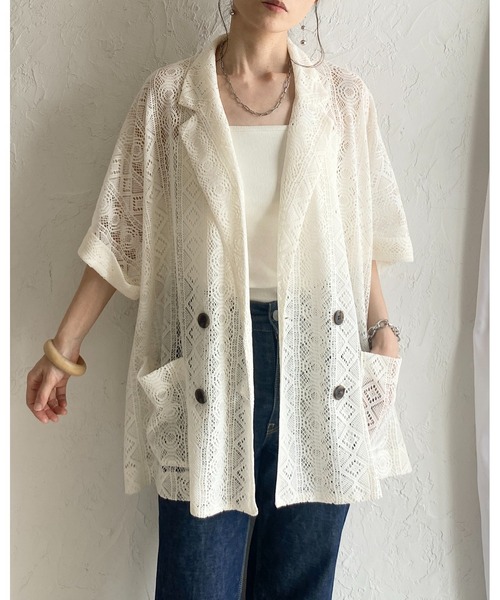 She's Closet(シーズクローゼット)の「半袖 オーバーサイズ ダブル レーステーラードジャケット(テーラードジャケット・レディース・ブラック/ブラウン/アイボリー・FREE)」の6枚目の写真