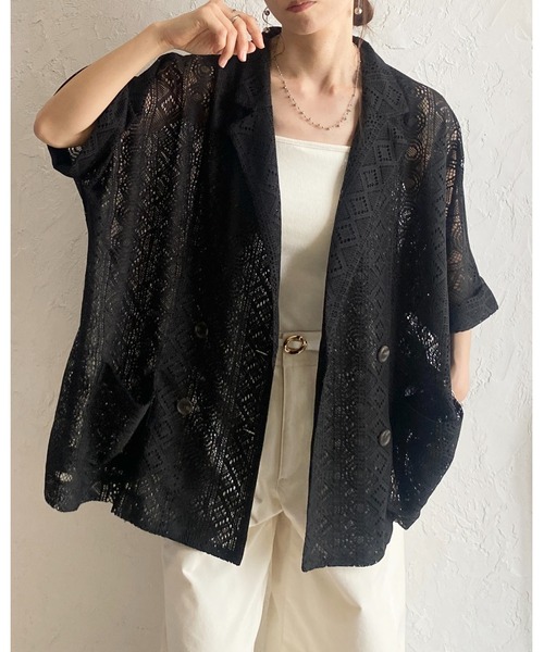She's Closet(シーズクローゼット)の「半袖 オーバーサイズ ダブル レーステーラードジャケット(テーラードジャケット・レディース・ブラック/ブラウン/アイボリー・FREE)」の7枚目の写真
