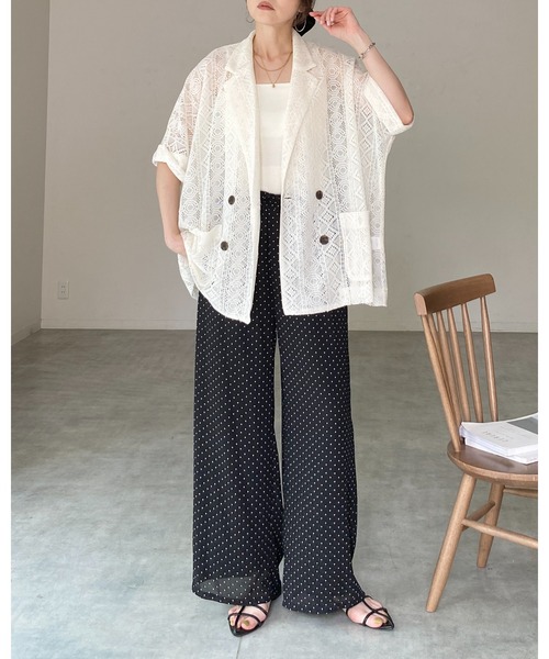 She's Closet(シーズクローゼット)の「半袖 オーバーサイズ ダブル レーステーラードジャケット(テーラードジャケット・レディース・ブラック/ブラウン/アイボリー・FREE)」の11枚目の写真