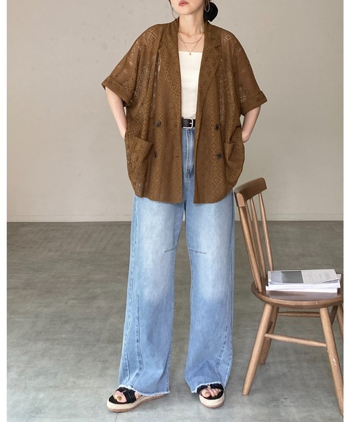She's Closet(シーズクローゼット)の「半袖 オーバーサイズ ダブル レーステーラードジャケット(テーラードジャケット・レディース・ブラック/ブラウン/アイボリー・FREE)」の14枚目の写真