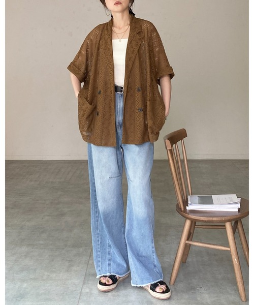 She's Closet(シーズクローゼット)の「半袖 オーバーサイズ ダブル レーステーラードジャケット(テーラードジャケット・レディース・ブラック/ブラウン/アイボリー・FREE)」の15枚目の写真