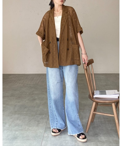 She's Closet(シーズクローゼット)の「半袖 オーバーサイズ ダブル レーステーラードジャケット(テーラードジャケット・レディース・ブラック/ブラウン/アイボリー・FREE)」の16枚目の写真