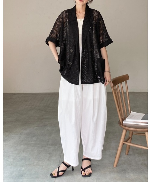 She's Closet(シーズクローゼット)の「半袖 オーバーサイズ ダブル レーステーラードジャケット(テーラードジャケット・レディース・ブラック/ブラウン/アイボリー・FREE)」の18枚目の写真