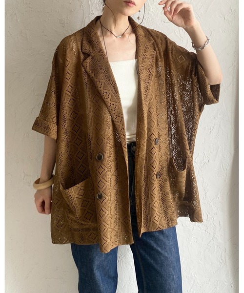 She's Closet(シーズクローゼット)の「半袖 オーバーサイズ ダブル レーステーラードジャケット(テーラードジャケット・レディース・ブラック/ブラウン/アイボリー・FREE)」の21枚目の写真