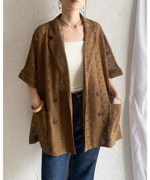 She's Closet(シーズクローゼット)の「半袖 オーバーサイズ ダブル レーステーラードジャケット(テーラードジャケット・レディース・ブラック/ブラウン/アイボリー・FREE)」の22枚目の写真