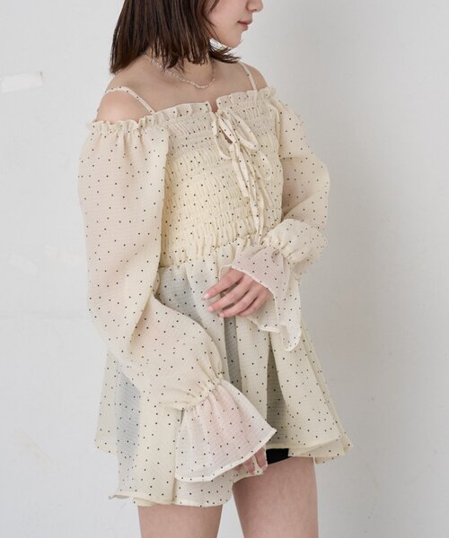 mline（エムライン）の「【リバイバル商品】[mline]ドットシアー楊流 ブラウス（シャツ/ブラウス・レディース・アイボリー/ベージュ/ブラック・FREE）」の8枚目の写真