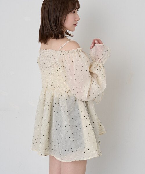 mline（エムライン）の「【リバイバル商品】[mline]ドットシアー楊流 ブラウス（シャツ/ブラウス・レディース・アイボリー/ベージュ/ブラック・FREE）」の9枚目の写真