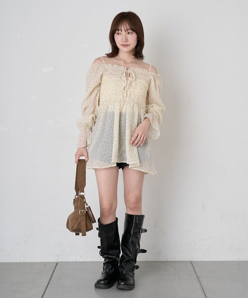 mline（エムライン）の「【リバイバル商品】[mline]ドットシアー楊流 ブラウス（シャツ/ブラウス・レディース・アイボリー/ベージュ/ブラック・FREE）」の10枚目の写真