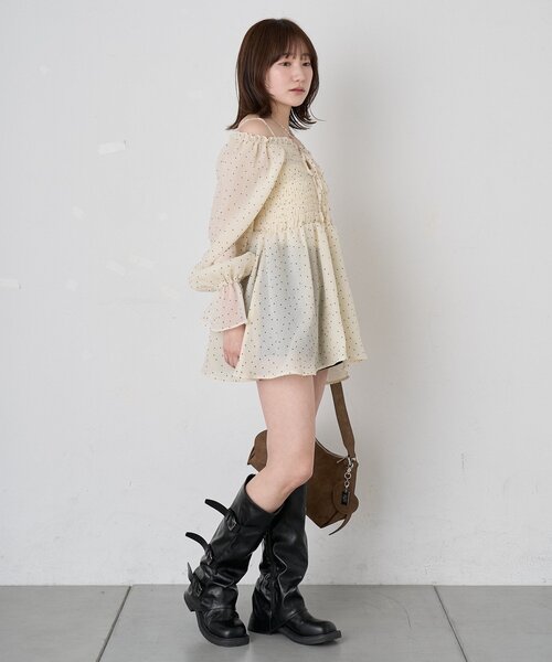 mline（エムライン）の「【リバイバル商品】[mline]ドットシアー楊流 ブラウス（シャツ/ブラウス・レディース・アイボリー/ベージュ/ブラック・FREE）」の11枚目の写真