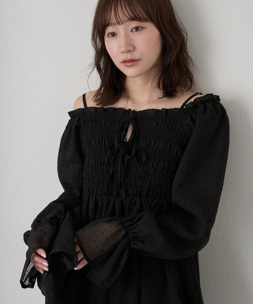 mline（エムライン）の「【リバイバル商品】[mline]ドットシアー楊流 ブラウス（シャツ/ブラウス・レディース・アイボリー/ベージュ/ブラック・FREE）」の15枚目の写真