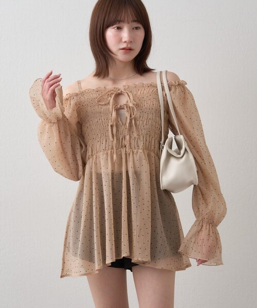 mline（エムライン）の「【リバイバル商品】[mline]ドットシアー楊流 ブラウス（シャツ/ブラウス・レディース・アイボリー/ベージュ/ブラック・FREE）」の22枚目の写真