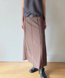 Classic Panel Midi Skirt (BROWN)