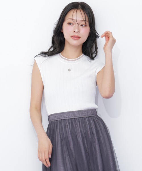 JILL by JILL STUART(ジルバイジルスチュアート)の「<アンサンブル対応>シアートリムボトルネックノースリーブニット(ニット/セーター・レディース・ブラック/ホワイト/ホワイト系その他/ピンク・FREE)」の14枚目の写真