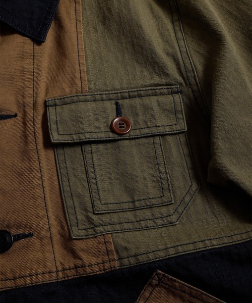 FDMTL(ファンダメンタル)の「【FDMTL】PACHWORK COVERALL JACKET RINSE(カバーオール・メンズ・カーキ・4/3)」の5枚目の写真