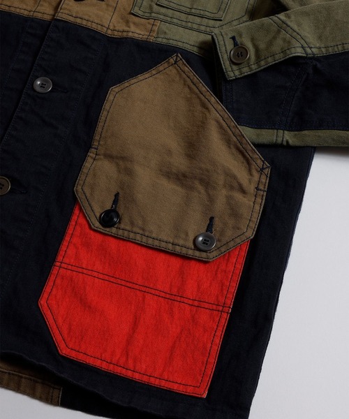 FDMTL(ファンダメンタル)の「【FDMTL】PACHWORK COVERALL JACKET RINSE(カバーオール・メンズ・カーキ・4/3)」の3枚目の写真