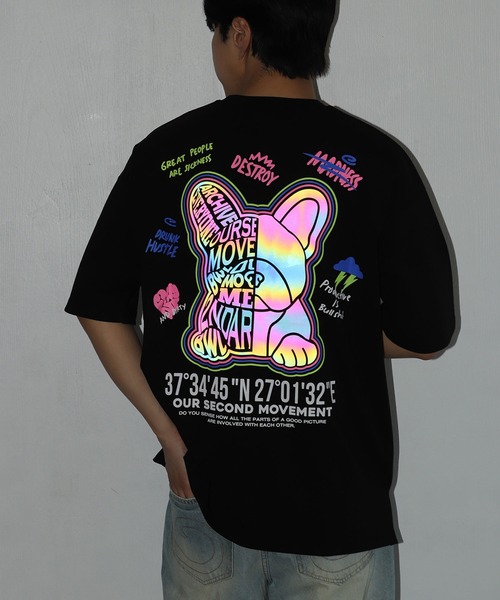 WESTSEA（ウエストシー）の「2ND ARCHIVE / セカンドアーカイブ グラフィックプリント 発光 半袖Tシャツ ベアー 犬モチーフ ビッグサイズ（Tシャツ/カットソー・メンズ・ブラック/ブラック系その他2/ブラック系その他/ブラック系その他3/ブラック系その他4・FREE）」の6枚目の写真