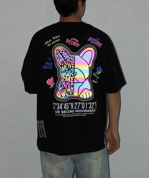 WESTSEA（ウエストシー）の「2ND ARCHIVE / セカンドアーカイブ グラフィックプリント 発光 半袖Tシャツ ベアー 犬モチーフ ビッグサイズ（Tシャツ/カットソー・メンズ・ブラック/ブラック系その他2/ブラック系その他/ブラック系その他3/ブラック系その他4・FREE）」の7枚目の写真