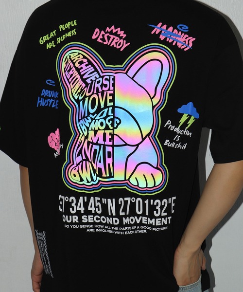 WESTSEA（ウエストシー）の「2ND ARCHIVE / セカンドアーカイブ グラフィックプリント 発光 半袖Tシャツ ベアー 犬モチーフ ビッグサイズ（Tシャツ/カットソー・メンズ・ブラック/ブラック系その他2/ブラック系その他/ブラック系その他3/ブラック系その他4・FREE）」の8枚目の写真