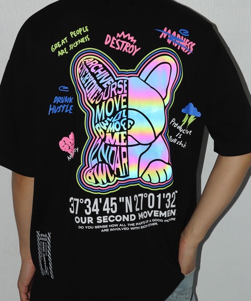 WESTSEA（ウエストシー）の「2ND ARCHIVE / セカンドアーカイブ グラフィックプリント 発光 半袖Tシャツ ベアー 犬モチーフ ビッグサイズ（Tシャツ/カットソー・メンズ・ブラック/ブラック系その他2/ブラック系その他/ブラック系その他3/ブラック系その他4・FREE）」の9枚目の写真