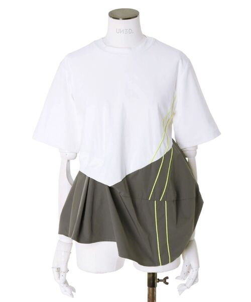 UN3D.(アンスリード)の「SIDE LINE TUCK T SHIRT / サイドラインタックTシャツ(Tシャツ/カットソー・レディース・ホワイト/ブラック・36/38)」の12枚目の写真