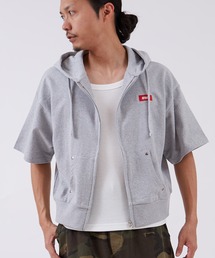 improves（インプローブス）の「【SIDEWAY STANCE】ボックスロゴ刺しゅう ライト裏毛 半袖ジップアップパーカー（パーカー）」