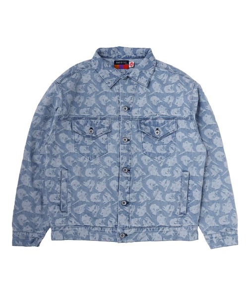 RADIO EVA(ラヂオエヴァ)の「RADIO EVA A333 EVANGELION MONOGRAM JACQUARD DENIM TRUCKER JACKET(デニムジャケット・メンズ・ブラック/ブルー/ホワイト・LARGE)」の3枚目の写真