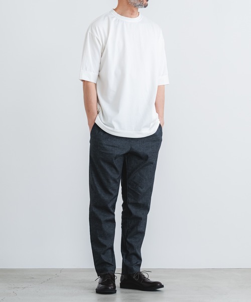 quadro（クオドロ）の「40/2CM天竺脇ポケット5分袖クルーネック（Tシャツ/カットソー・メンズ・チャコール/オフホワイト/グレー/ダークグリーン・MEDIUM/LARGE）」の5枚目の写真