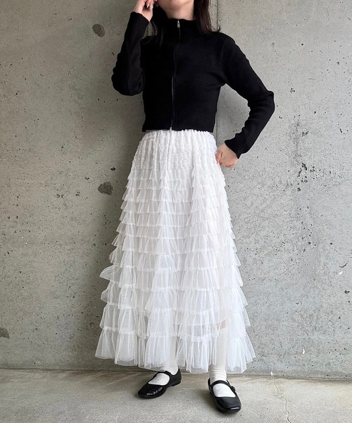 etta(エタ)の「ガーリーティアードスカート(スカート・レディース・ホワイト/ブラック・FREE)」の16枚目の写真