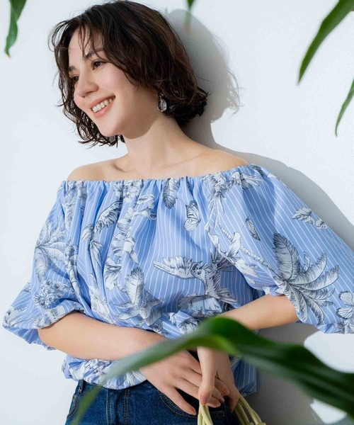 NOELA（ノエラ）の「ボタニカルプリントブラウス（シャツ/ブラウス・レディース・ブルー/ライトグレー/イエロー・フリー）」の19枚目の写真