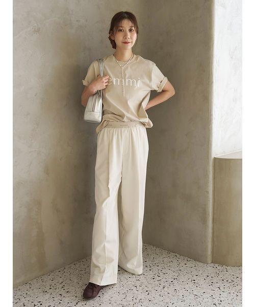 emmi（エミ）の「emmiロゴウエストゴムテーパードパンツ（その他パンツ・レディース・ブラック/オフホワイト/ピンク・0/1）」の13枚目の写真