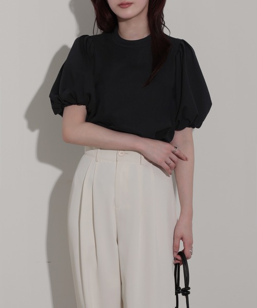nouvellemoi(ヌーベルモイ)の「スタンドカラー半袖パフスリーブトップス(その他トップス・レディース・オフホワイト/ブラック・M)」の8枚目の写真