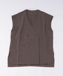 styiro（スタイロ）の「ノーカラー ダブルブレスト ベスト ジレ 前開き サイドスリット（ベスト）」