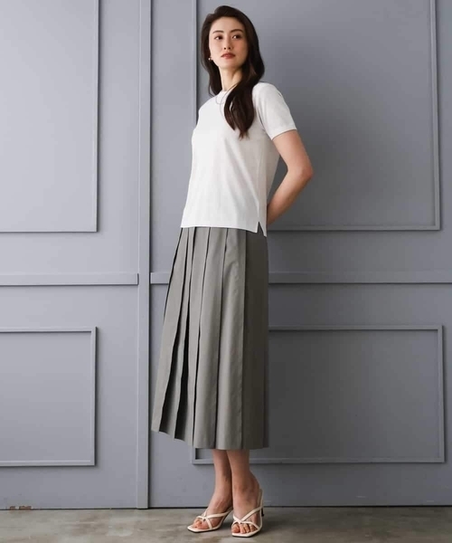 MICHEL KLEIN（ミッシェル・クラン）の「[セットアップ対応]プリーツスカート（スカート・レディース・カーキ・38）」の3枚目の写真