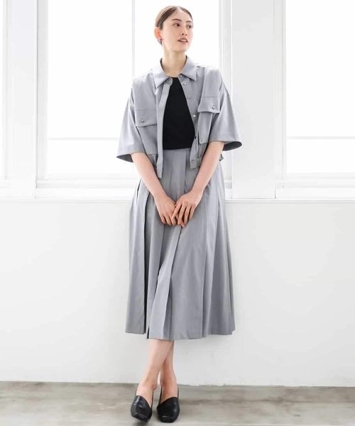 MICHEL KLEIN（ミッシェル・クラン）の「[セットアップ対応]プリーツスカート（スカート・レディース・カーキ・38）」の14枚目の写真